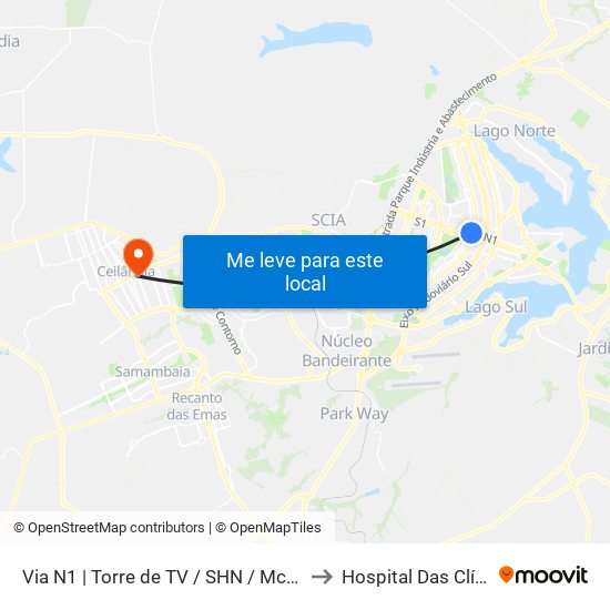 Via N1 | Torre De Tv / Shn / Mcdonald's to Hospital Das Clínicas map
