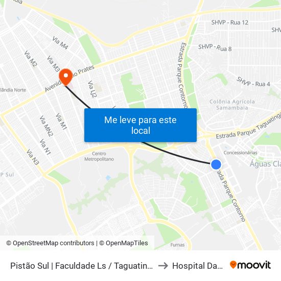 Pistão Sul | Faculdade Ls / Taguatinga Shopping / Cobasi to Hospital Das Clínicas map