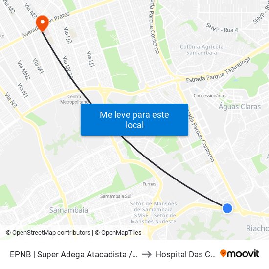 Epnb | Super Adega Atacadista / Gran Motel to Hospital Das Clínicas map