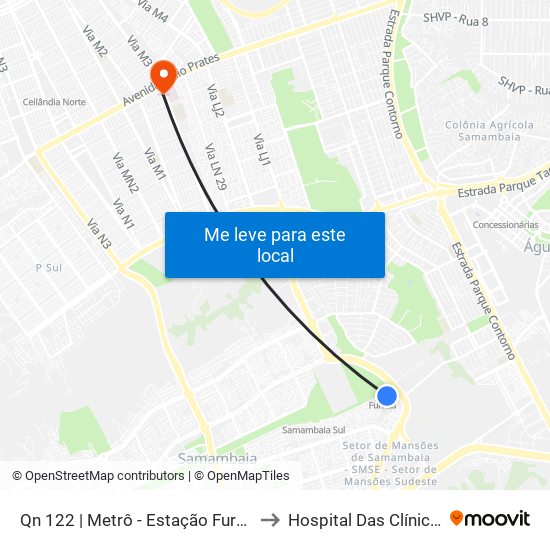 Qn 122 | Metrô - Estação Furnas to Hospital Das Clínicas map