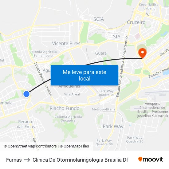 Furnas to Clinica De Otorrinolaringologia Brasilia Df map