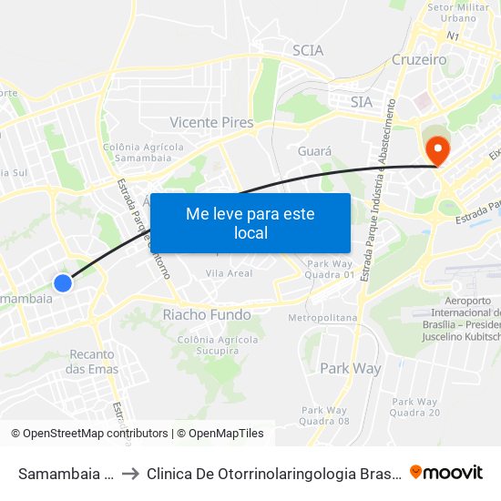 Samambaia Sul to Clinica De Otorrinolaringologia Brasilia Df map