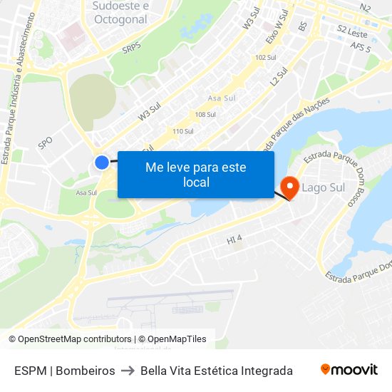 ESPM | Bombeiros to Bella Vita Estética Integrada map