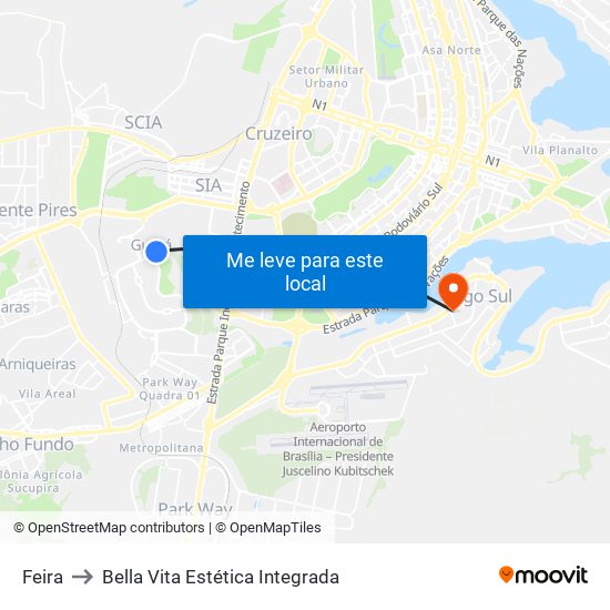 Feira to Bella Vita Estética Integrada map