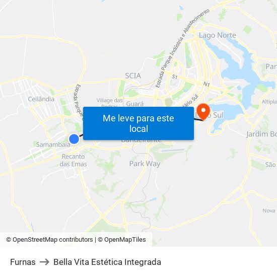 Furnas to Bella Vita Estética Integrada map