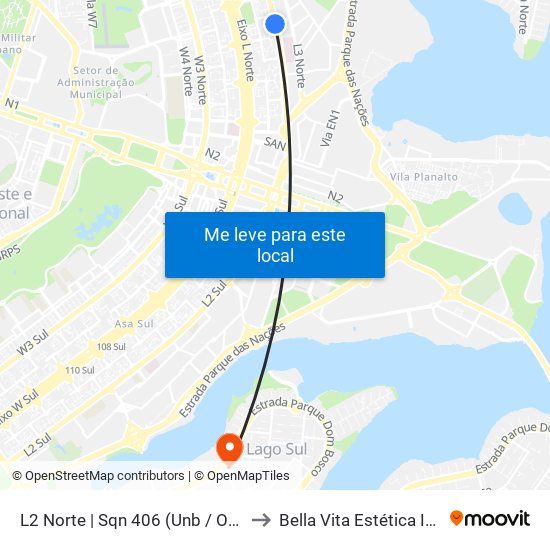 L2 Norte | Sqn 406 (Unb / Odonto Hub) to Bella Vita Estética Integrada map