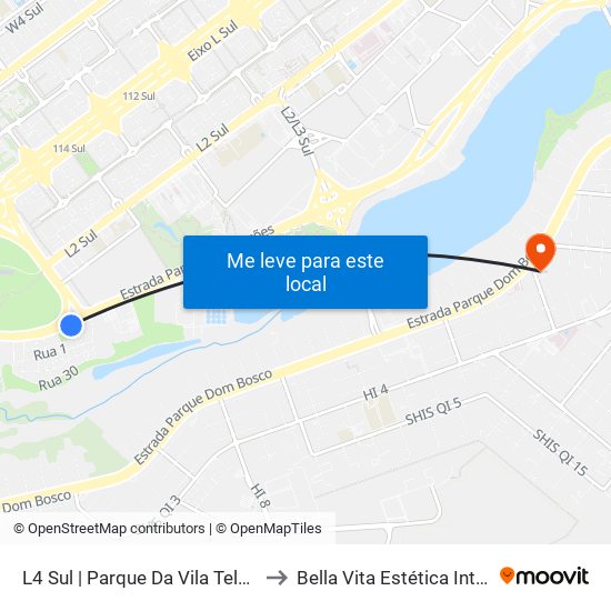 L4 Sul | Parque Da Vila Telebrasília to Bella Vita Estética Integrada map