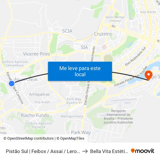 Pistão Sul | Feibox / Assaí / Leroy Merlin / Pátio Capital to Bella Vita Estética Integrada map