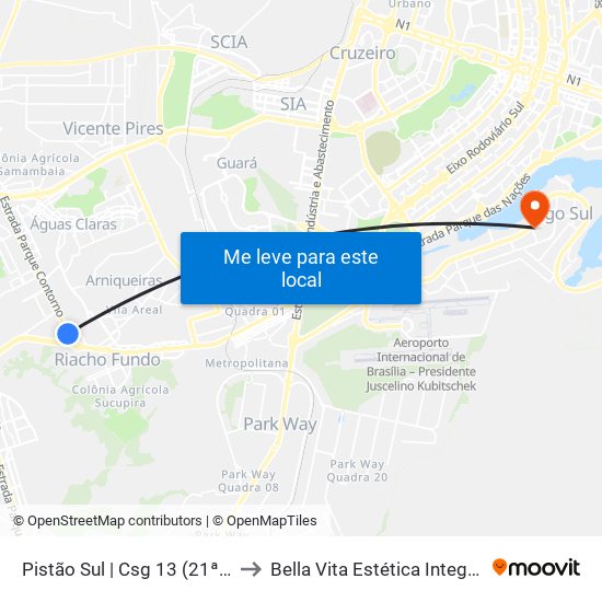 Pistão Sul | Csg 13 (21ª Dp) to Bella Vita Estética Integrada map