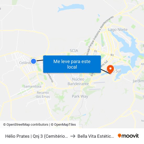 Hélio Prates | Qnj 3 (Cemitério / Setor H Norte) to Bella Vita Estética Integrada map