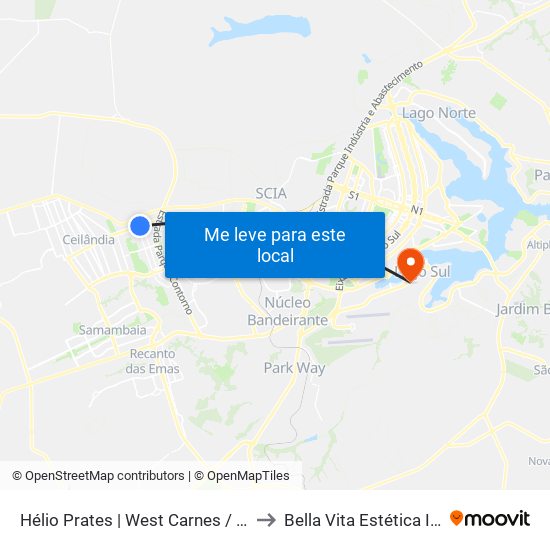 Hélio Prates | West Carnes / Taguacenter to Bella Vita Estética Integrada map