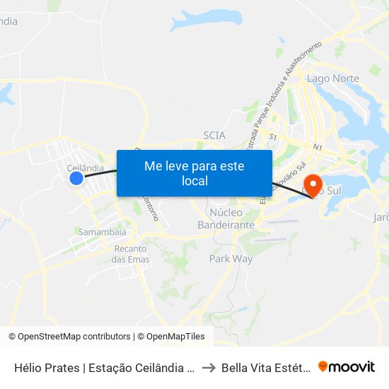 Hélio Prates | Estação Ceilândia Centro / Fort Atacadista to Bella Vita Estética Integrada map