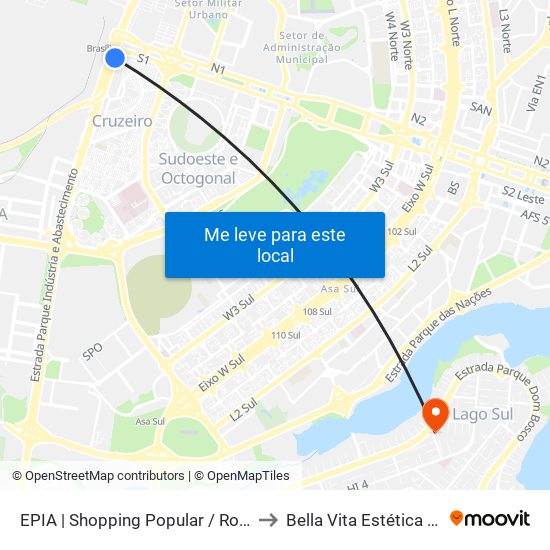 Epia Sul | Shopping Popular / Rodoferroviaria to Bella Vita Estética Integrada map