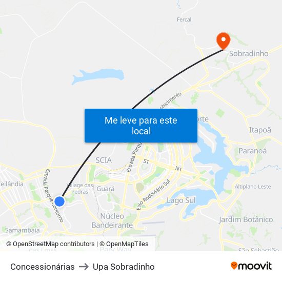 Concessionárias to Upa Sobradinho map