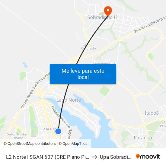 L2 Norte | Sgan 607 (Brasília Medical Center / Cean) to Upa Sobradinho map