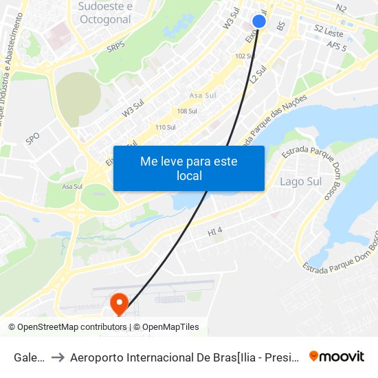 Galeria to Aeroporto Internacional De Bras[Ilia - Presidente Jk map