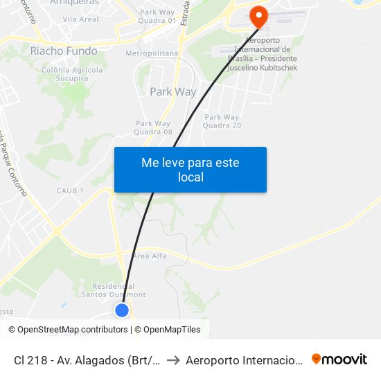 Cl 218 - Av. Alagados (Brt/Colégio Santa Maria/N.S.Aparecida) to Aeroporto Internacional De Bras[Ilia - Presidente Jk map