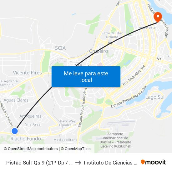 Pistão Sul | Qs 9 (21ª Dp / Café Do Sítio) to Instituto De Ciencias Sociais(Ics) map