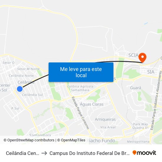 Ceilândia Centro to Campus Do Instituto Federal De Brasília map