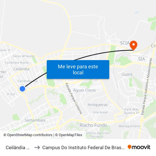 Ceilândia Sul to Campus Do Instituto Federal De Brasília map