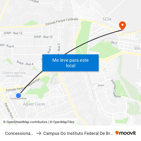 Concessionárias to Campus Do Instituto Federal De Brasília map