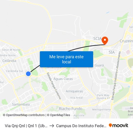 Via Qnj-Qnl | Qnl 1 (Ubs 3 / Ced 6) to Campus Do Instituto Federal De Brasília map