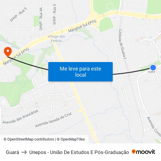 Guará to Unepos - União De Estudos E Pós-Graduação map