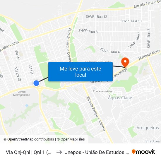 Via Qnj-Qnl | Qnl 1 (Ubs 3 / Ced 6) to Unepos - União De Estudos E Pós-Graduação map
