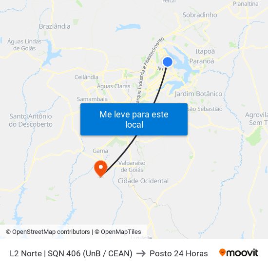 L2 Norte | Sqn 406 (Unb / Odonto Hub) to Posto 24 Horas map