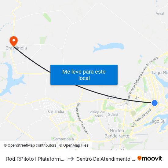 Rod.P.Piloto | Plataforma D (Box 16) to Centro De Atendimento Psicosocial map