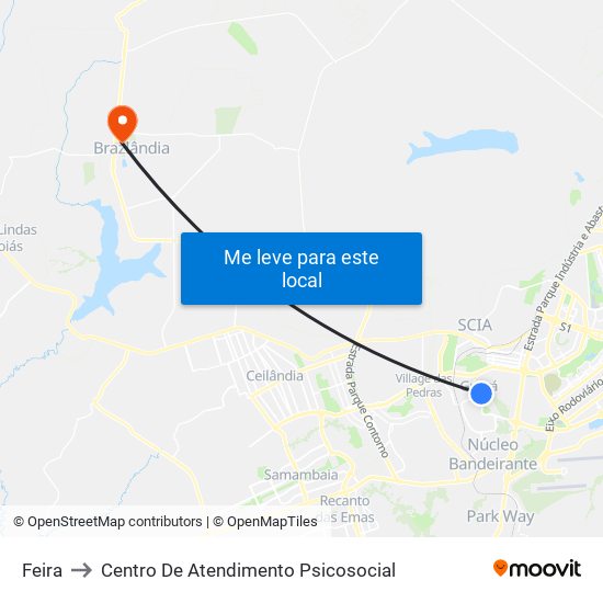 Feira to Centro De Atendimento Psicosocial map