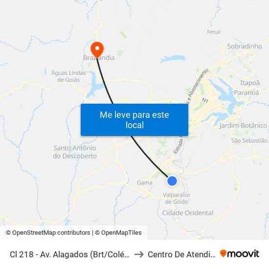 Cl 218 - Av. Alagados (Brt/Colégio Santa Maria/N.S.Aparecida) to Centro De Atendimento Psicosocial map