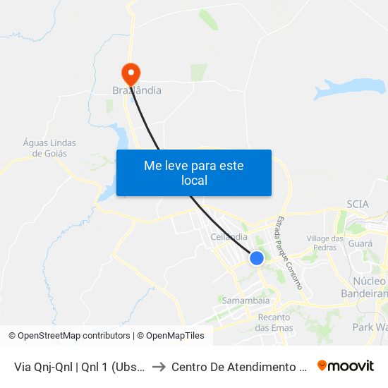 Via Qnj-Qnl | Qnl 1 (Ubs 3 / Ced 6) to Centro De Atendimento Psicosocial map