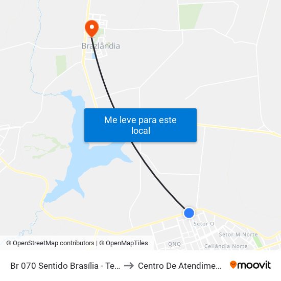 Br 070 Sentido Brasília - Terminal Do Setor O to Centro De Atendimento Psicosocial map