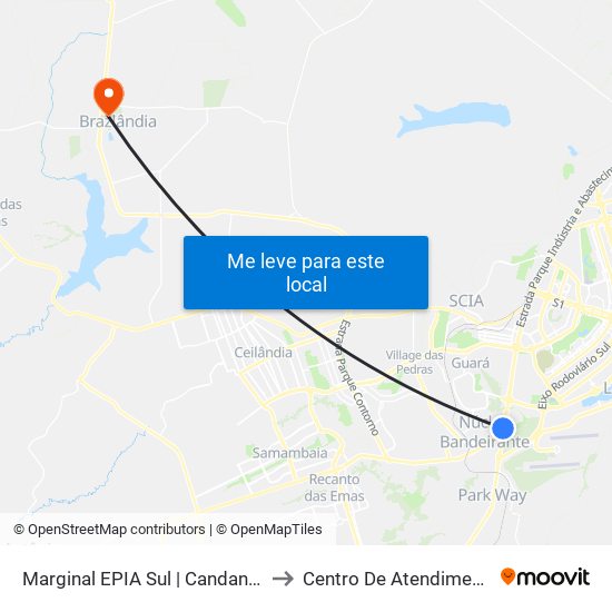 Marginal EPIA Sul | Candangolândia «Oposto» to Centro De Atendimento Psicosocial map
