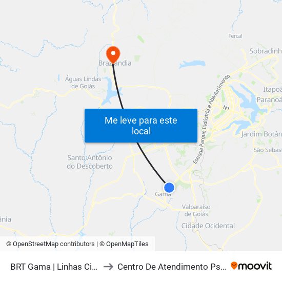 BRT Gama | Linhas Circulares to Centro De Atendimento Psicosocial map