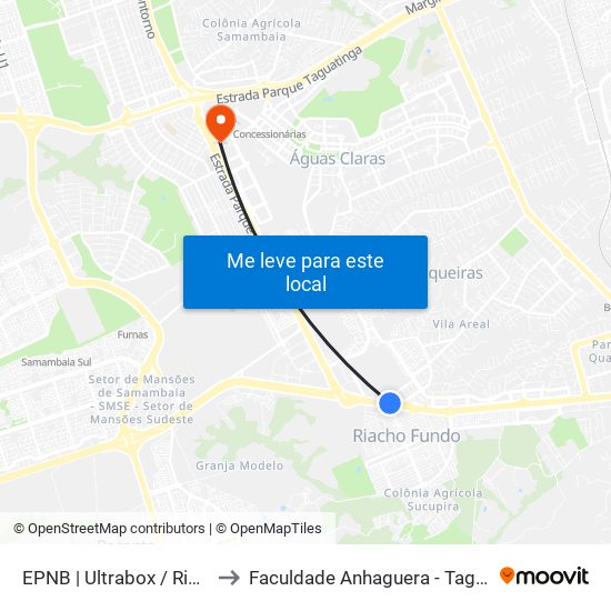 Epnb | Ultrabox / Assaí / Riacho Mall to Faculdade Anhaguera - Taguatinga Sul map