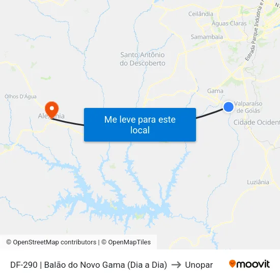DF-290 | Balão do Novo Gama (Dia a Dia) to Unopar map
