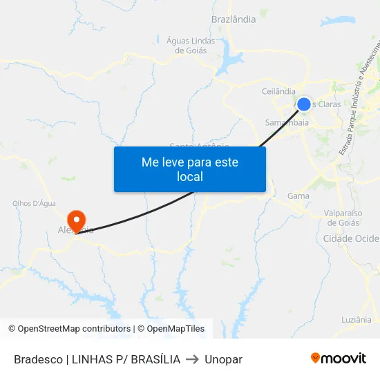 BRB | LINHAS P/ BRASÍLIA to Unopar map