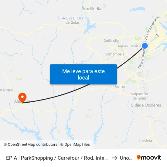 EPIA | ParkShopping / Carrefour / Rod. Interestadual to Unopar map