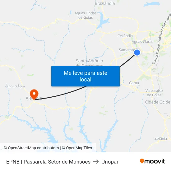 EPNB | Passarela Setor de Mansões to Unopar map
