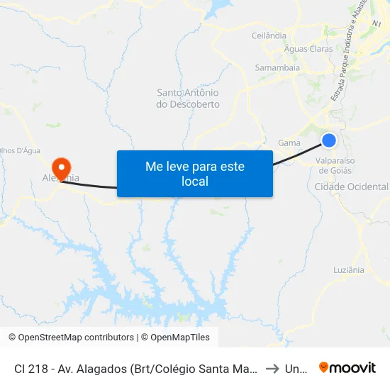 Cl 218 - Av. Alagados (Brt/Colégio Santa Maria/N.S.Aparecida) to Unopar map