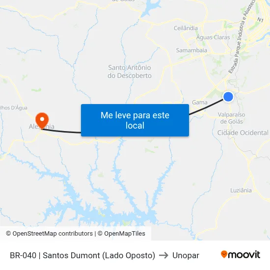 BR-040 | Santos Dumont (Lado Oposto) to Unopar map