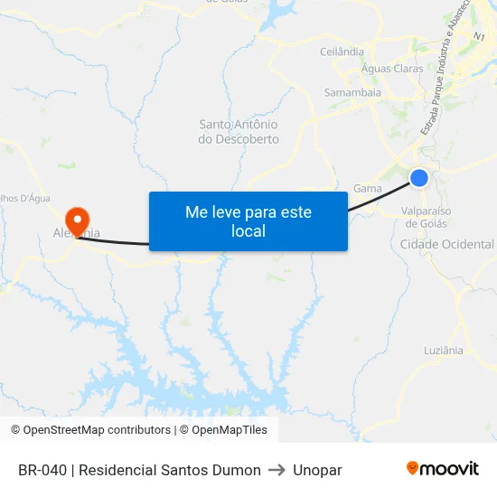 BR-040 | Residencial Santos Dumon to Unopar map