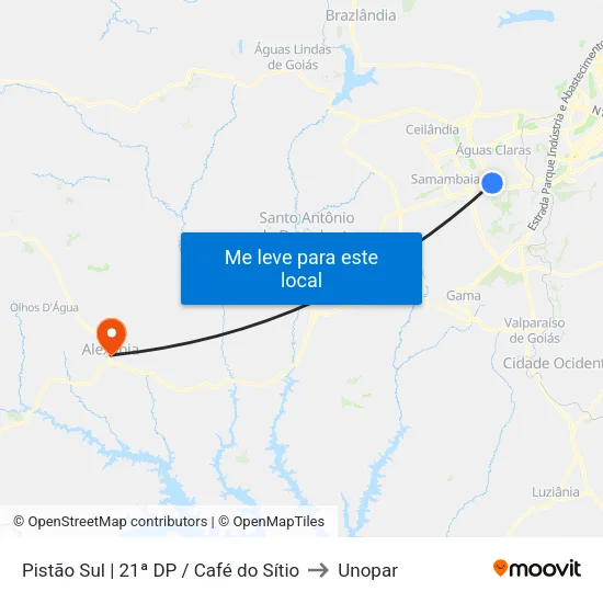 Pistão Sul | 21ª DP / Café do Sítio to Unopar map
