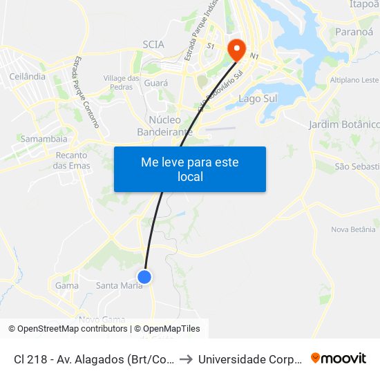Cl 218 - Av. Alagados (Brt/Colégio Santa Maria/N.S.Aparecida) to Universidade Corporativa Banco Do Brasil map