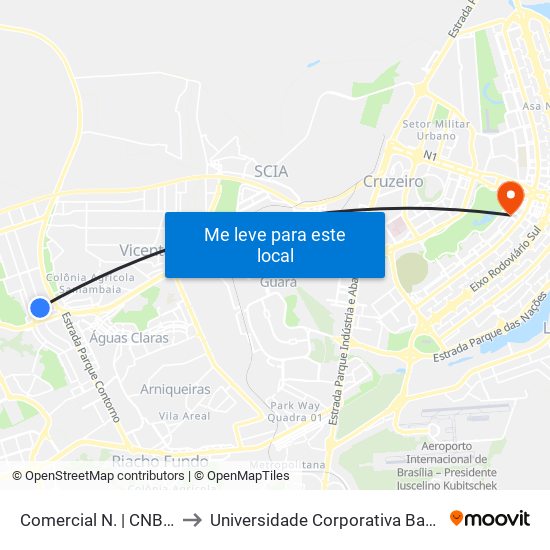 Comercial Norte | Cnb 3 (Inss) to Universidade Corporativa Banco Do Brasil map