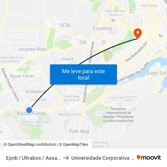 Epnb | Ultrabox / Assaí / Riacho Mall to Universidade Corporativa Banco Do Brasil map