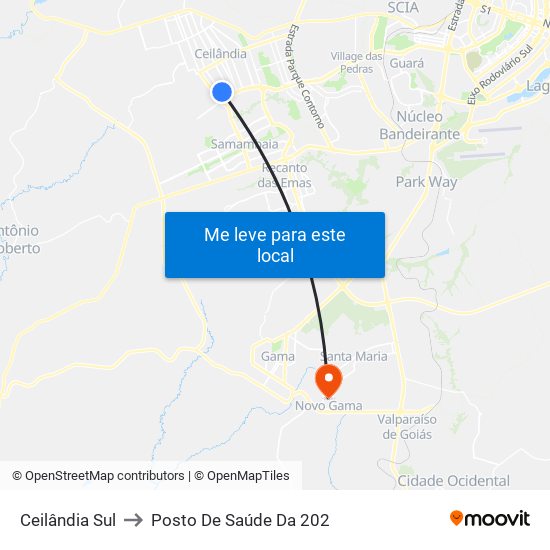 Ceilândia Sul to Posto De Saúde Da 202 map