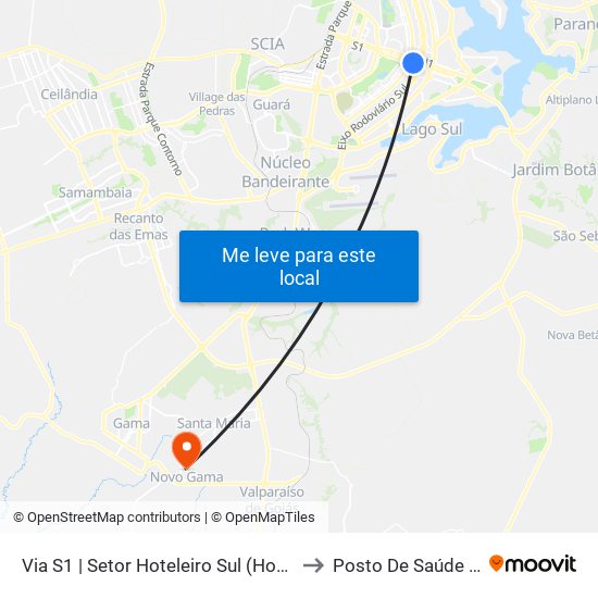 Via S1 | Setor Hoteleiro Sul (Hotel Nacional) to Posto De Saúde Da 202 map